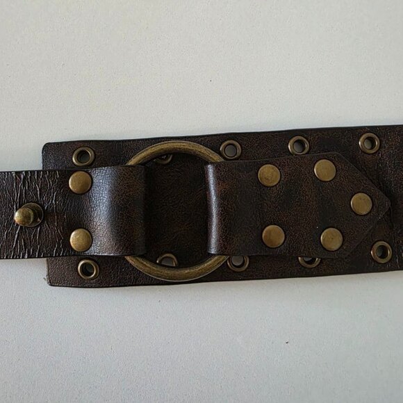 Steve Madden Leather Belt Double-ring Buckle with Stud Details size L SM30759TJ - Picture 4 of 10